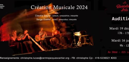 Une photo des personnes sur scène et le titre: Création Musicale, Auditions